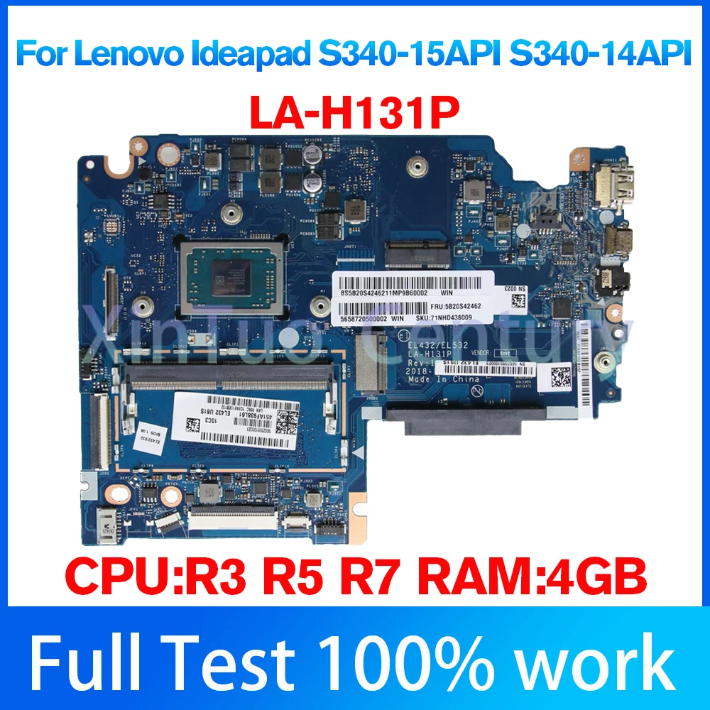 LA-H131P Mainboard Motherboard With R3-3200 R5-3500 R7-3700 4G For Lenovo Ideapad S340-14API S340-15API Laptop Motherboard