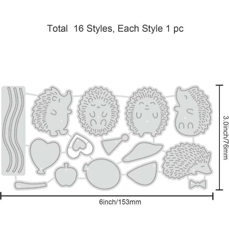 1pc Hedgehog Love Heart Die-Cuts Set for DIY Scrapbooking Festival Greeting Cards Diary Journal Making Paper Cutting Album