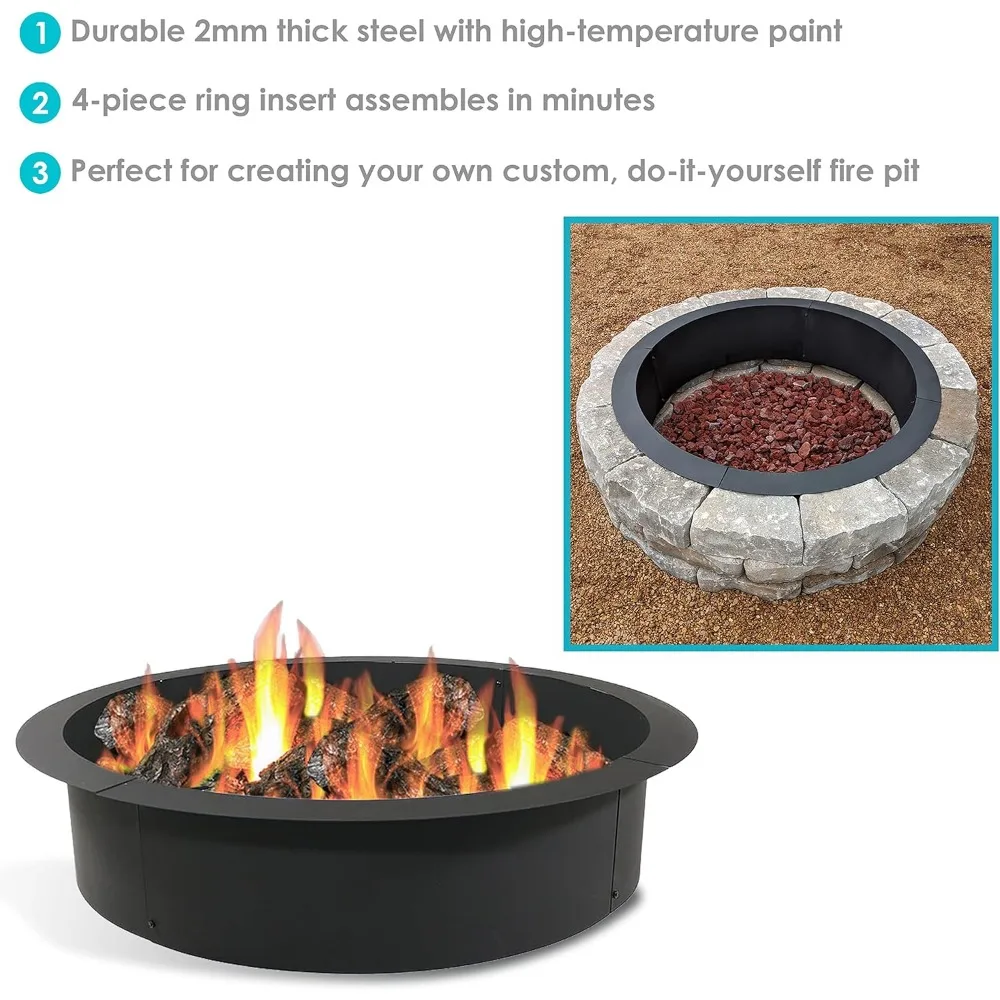 2mm Thick Steel Fire Pit Ring Insert - DIY Above or In-Ground Liner - 46-Inch Outer Diameter