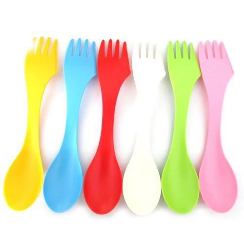 6PCS 3-in-1 Camp Utensils Set - Heat Resistant Spoon Fork Knife Spork Combo for Camping Hiking Travel view 3