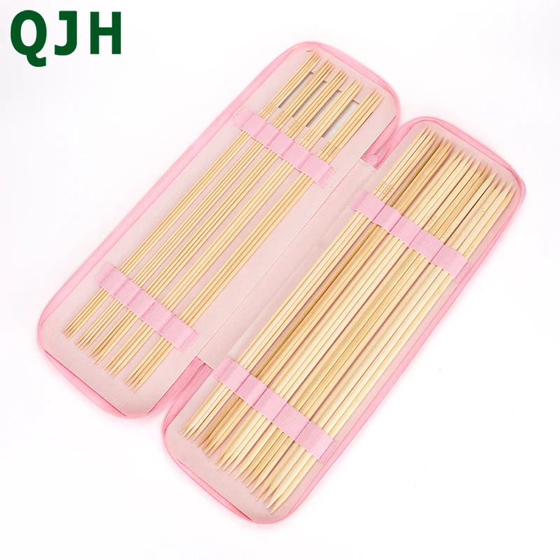 40pcs/Set Knitting Needles Kit Carbonized Bamboo Double Pointed Needles Set in 10 Sizes from 2.5mm-6.0mm(0.09inch-0.26inch)