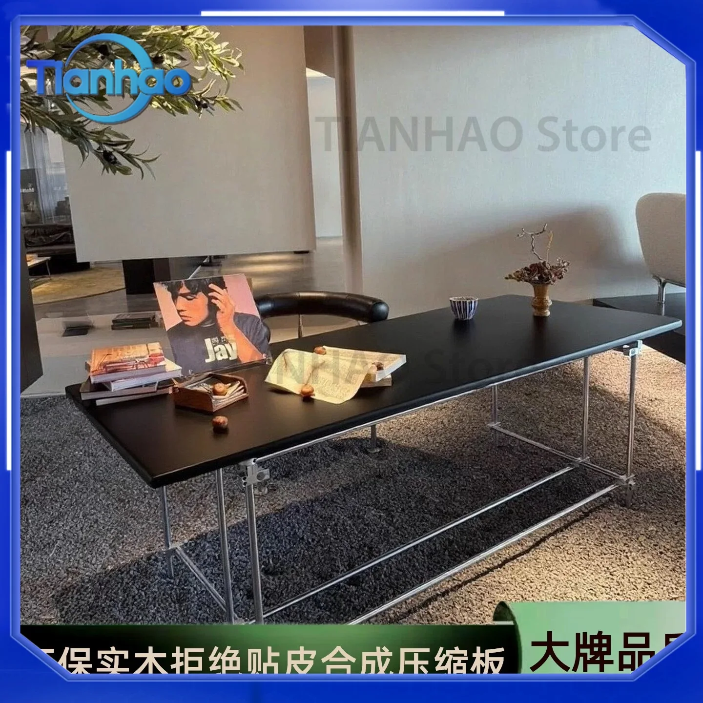 Bauhaus Light Axis Elm Wood Desk for Retro Industrial Style Office Desk Designer Dining Table Studio Meeting Table