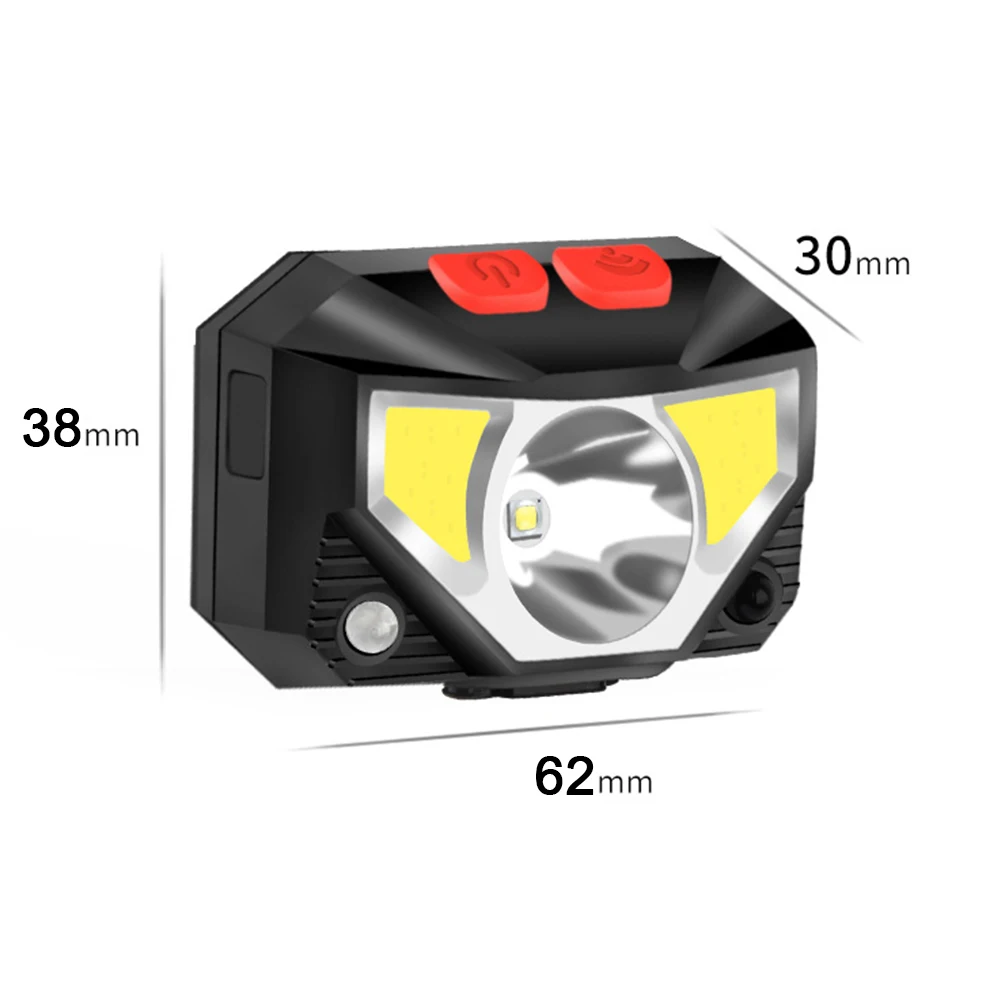 1000mAh 500lm XPG+COB LED Headlamp Wave Induction 6Gear Rechargeable Flashlight Work Light Powerful Headlight Camping Lantern