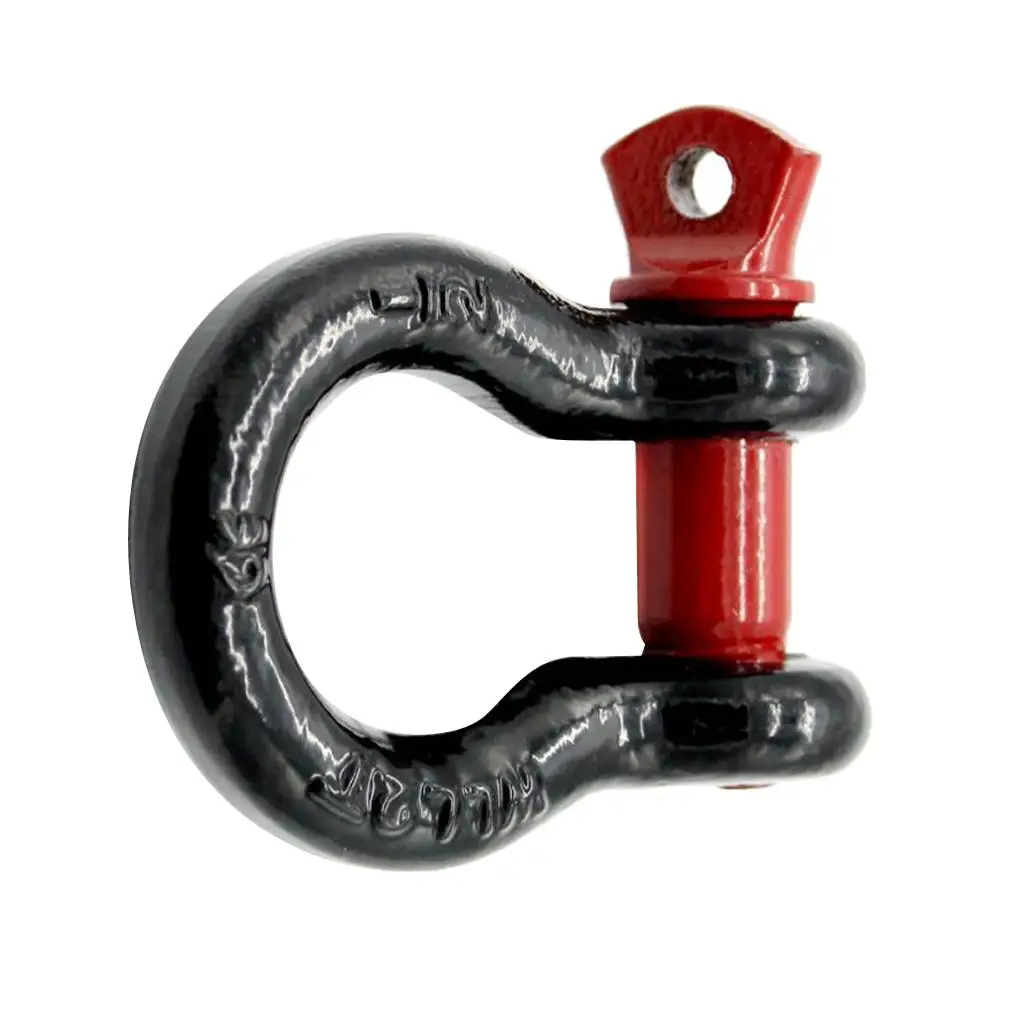 Black 2T Tow Hook D-Rings Bow Shackle With Red Isolators Clevis