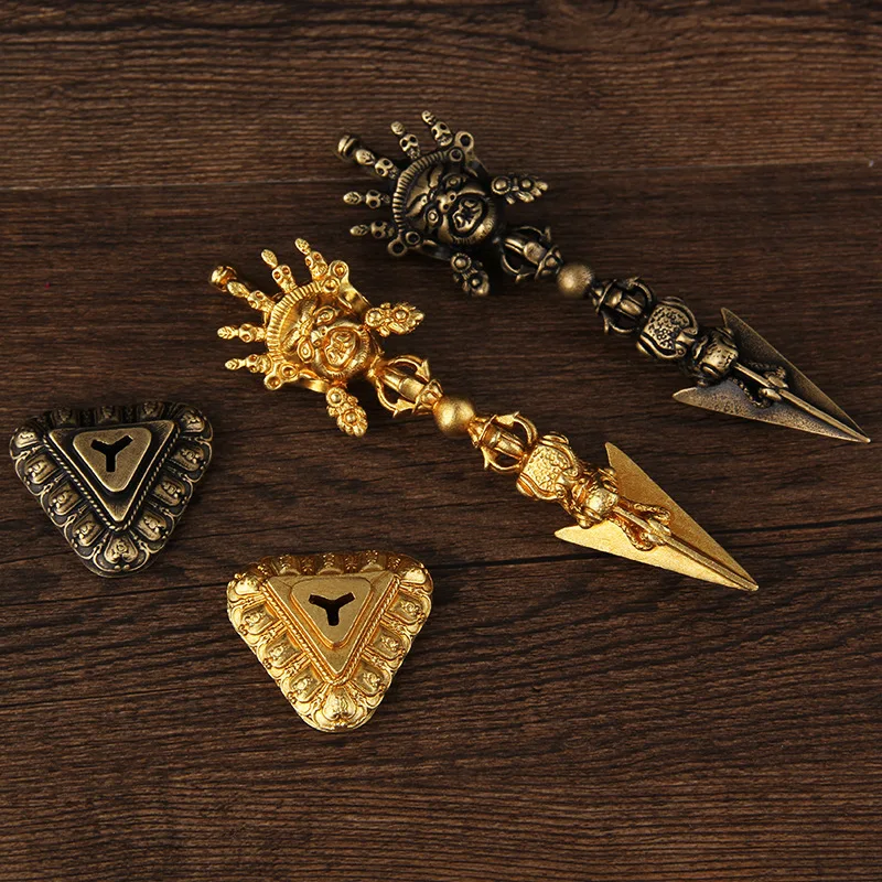 Pure copper , demon-subduing , horse-headed Vajra, yellow Tibetan Pumba