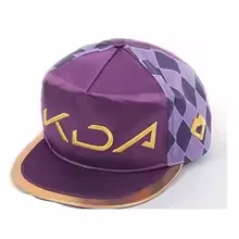 

Akali Purple Hat Skullies Embroidery Cap Game Girl Group Kaisa Hip-Hop Rock Headwear Halloween Props
