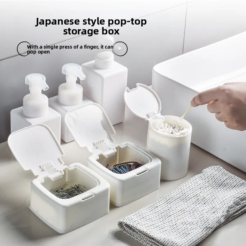 storage box organizer Desktop storage box Mini pop-up cotton swab with lid Cosmetic cotton plastic dustproof