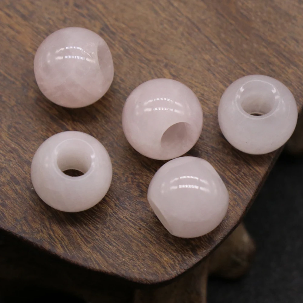 5pcs Natural Yellow Jade Bead Big Hole Abacus Shape Natural Rose Quartzs Loose Bead for Making Jewerly DIY Earrings Bracelet