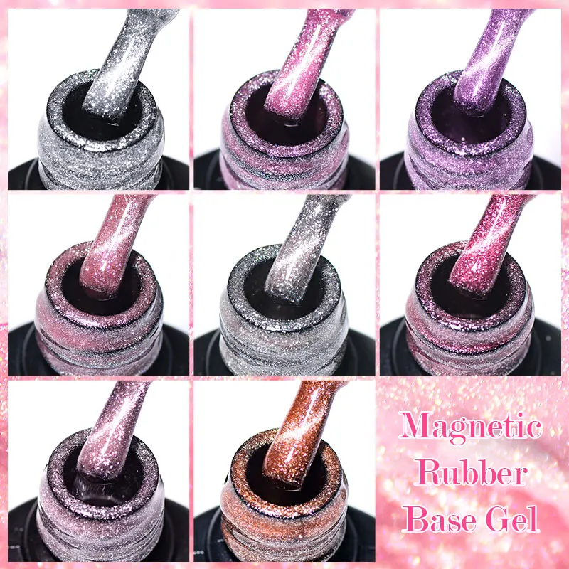 Mtssii 7ml Sparkling Cat Magnetic Rubber Base Gel Crystal Snowlight Laser Magnetic Gel Semi Permanent UV Gel Varnish Manicure