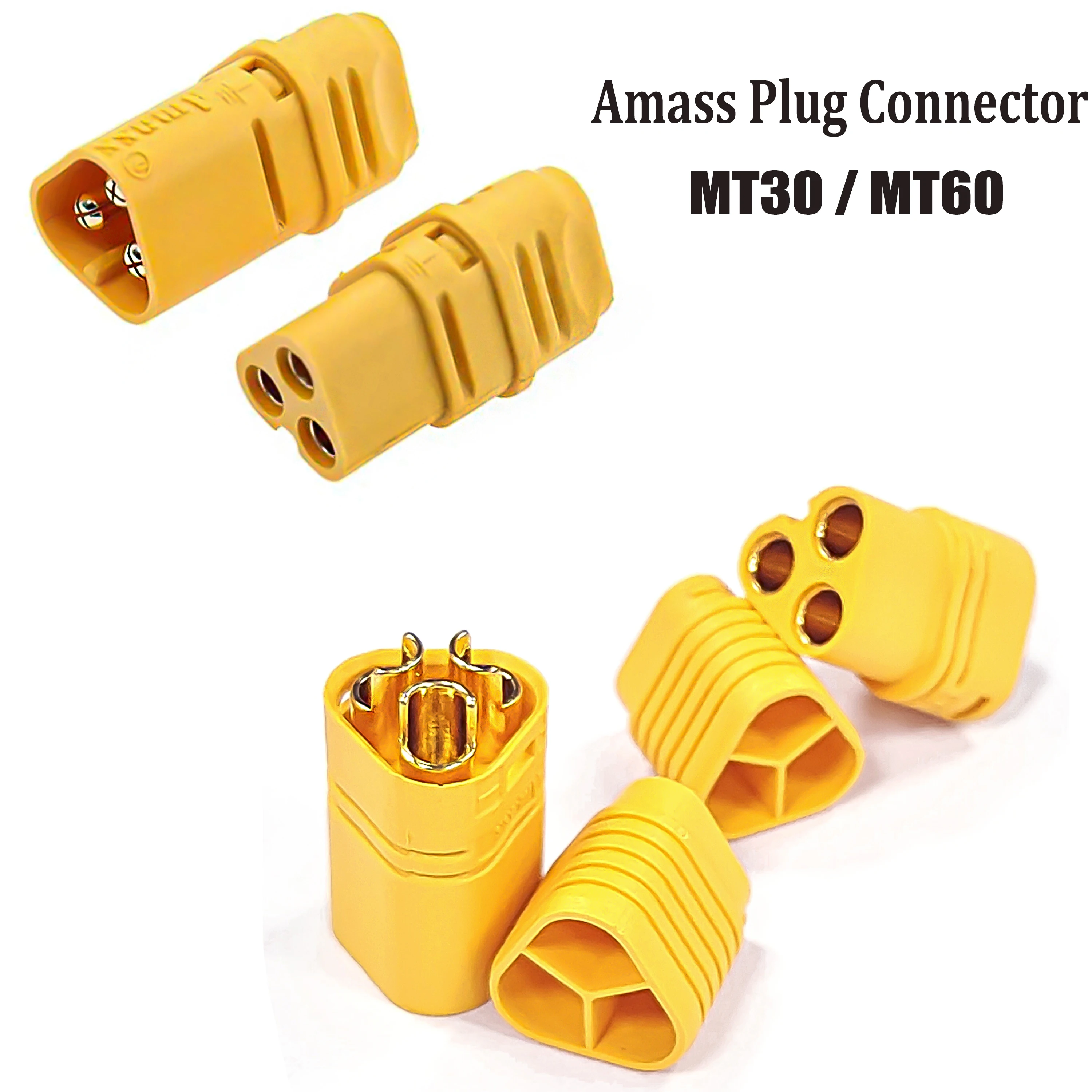 Amass MT30 MT60 Plug Connector 2mm 3-pin Connector Motor Male Female With Protector Sheathed Bullet Plug for RC ESC Lipo Battery