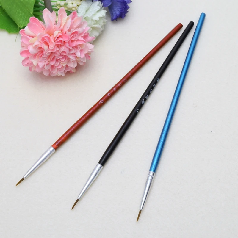 Y1UB 10Pcs Nylon Hair Brush Hook Line Pen Artist Watercolor Acrylic Painting Drawing