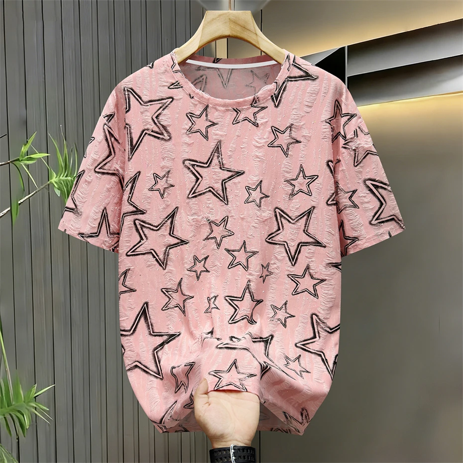 10XL 11XL Plus Size Ripped T-shirt Men Summer Short Sleeve Tshirt Fashion Casual T-shirt Male Big Size 11XL