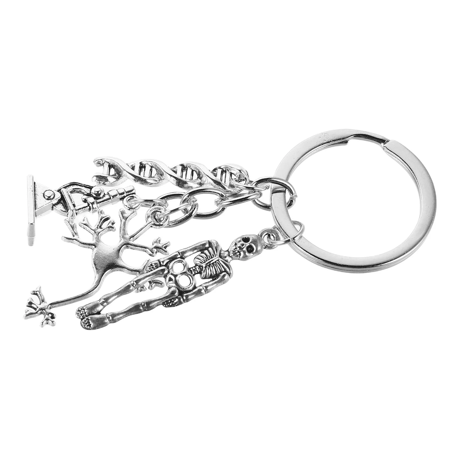 Biology Keychain Science Enthusiast Ornament Microscope Metal Decoration Graduation Keepsake Educator