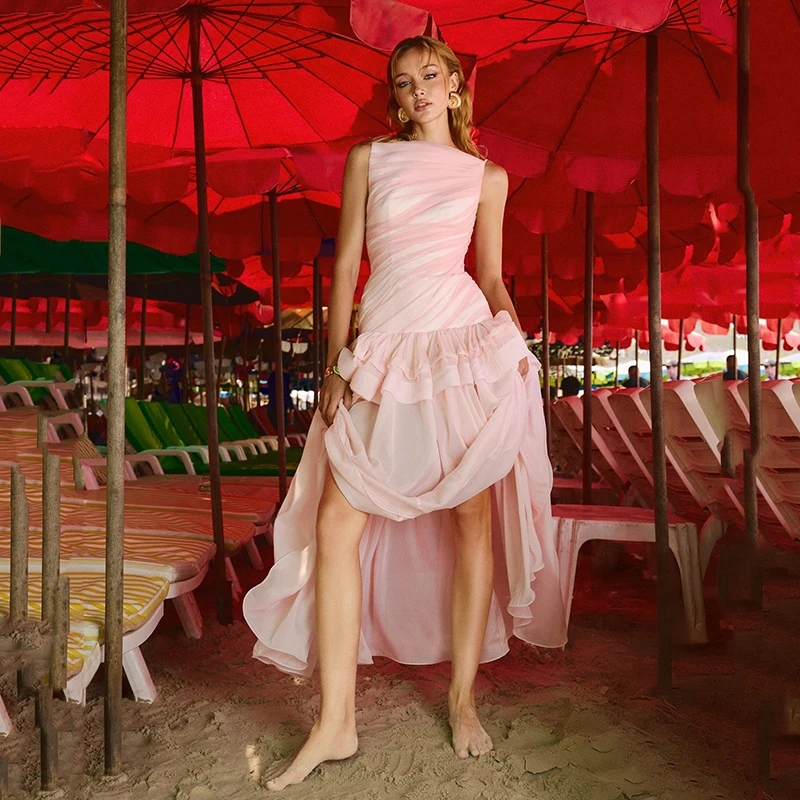 

Thinyfull Sexy Boho Prom Evening Dresses A-line Floor Length Chiffon Party Dress Sleeveless Night Cocktail Prom Gowns Customized