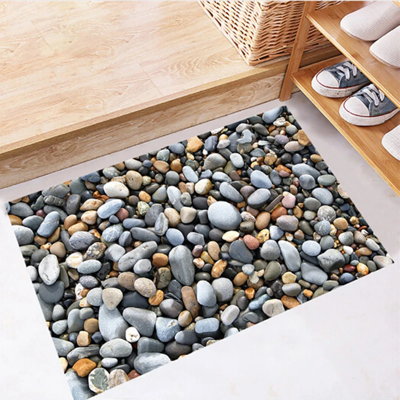 Colour Stone Pattern Bedroom Anti-Slip Coral Velvet Soft Carpet Rug Shop Home Decor Doormat  Kitchen Bath Soft Entrance Door Mat