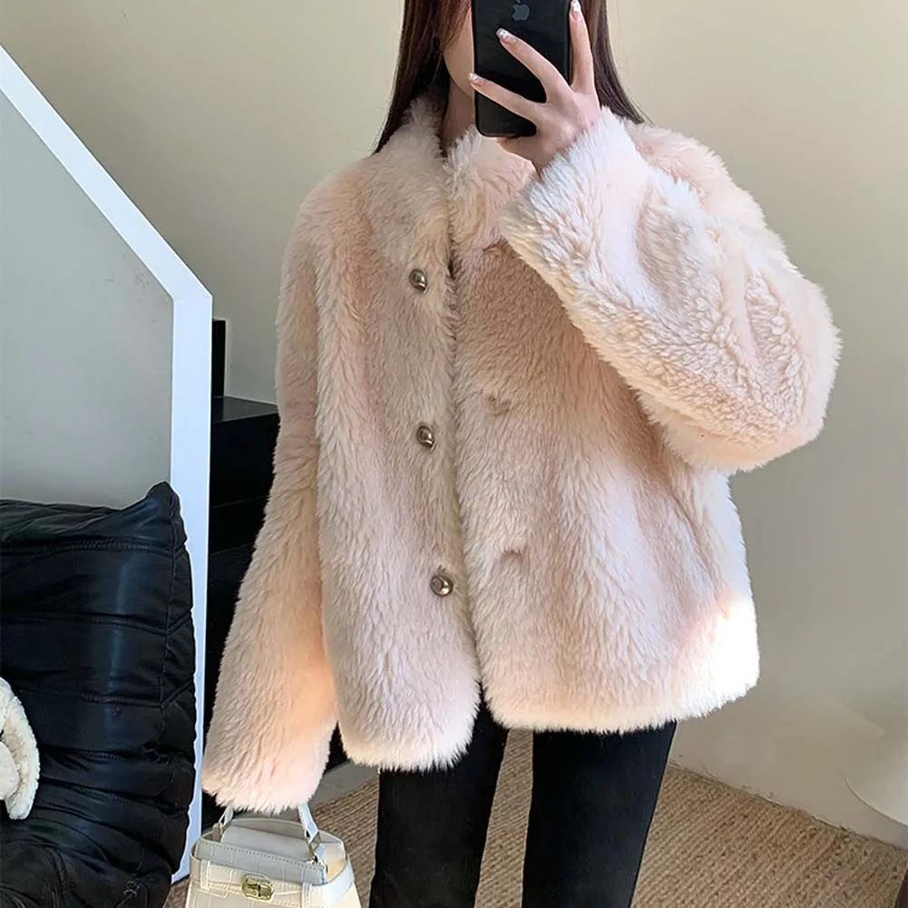 Jaqueta de pele de cordeiro para mulheres casacos de pele de lã pura casaco de inverno feminino de pele de ovelha