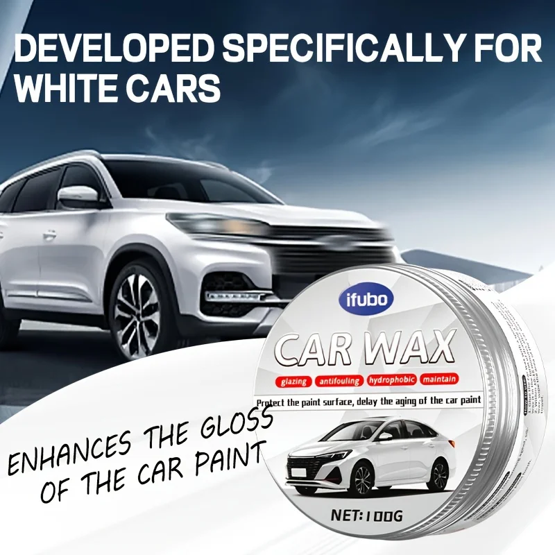 Ifubo Weißes Autowachs 100G - Autopolitur für Glanzverbesserung, Hydrophobe Beschichtung, Schmutzabweisung & Lackpflege