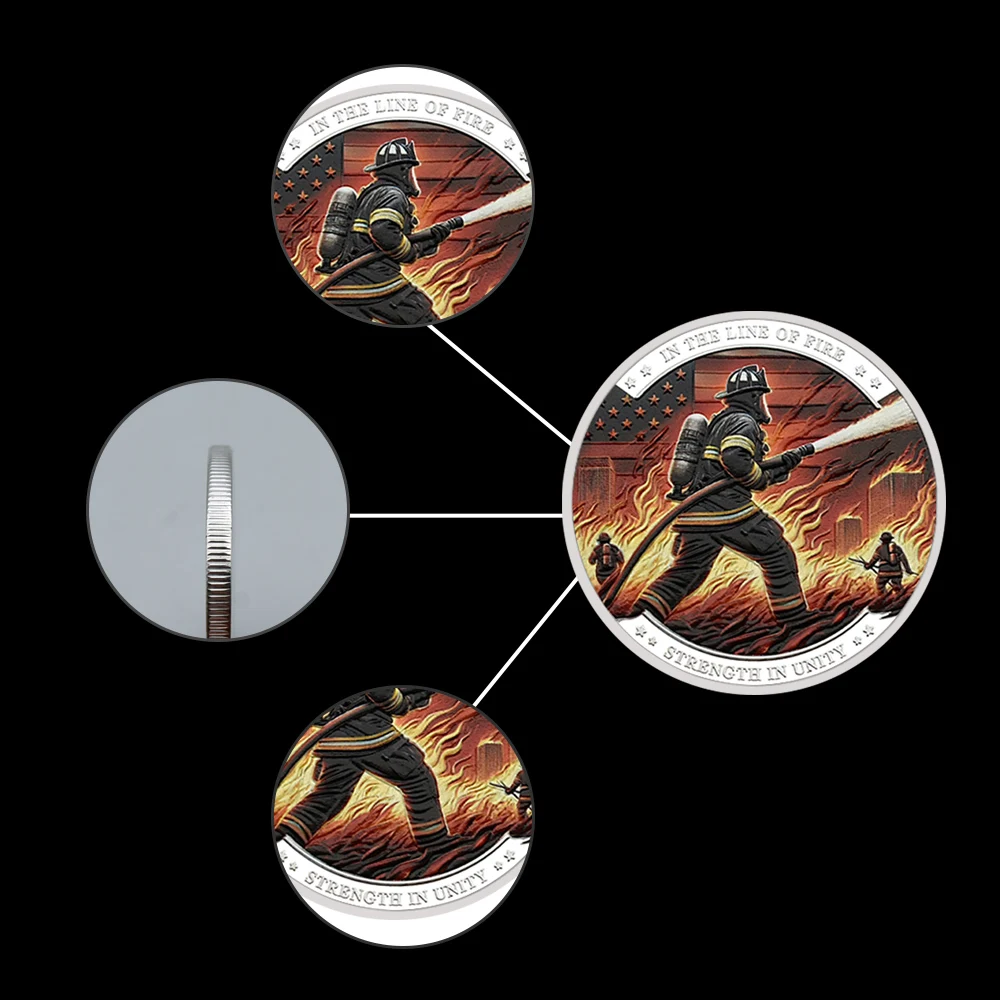 رجال الاطفاء التذكارية عملة ميدالية هدية بطل الشجاعة خدمة التحدي عملة لجمع وتذكاري #5