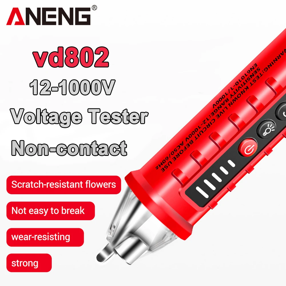 ANENG VD802 Portable Voltage Digital Non-Contact Test Pen Meter AC Voltage 12-1000v NCV Sensitivity Pen Style Electric Indicator