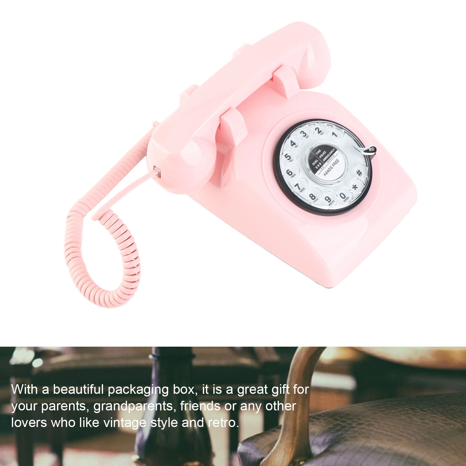 Old Fashioned Telephone Retro Rotary Landline 60s Old Fashioned  Rotary  Wired Fixed Landline Telephone Vintage Phone