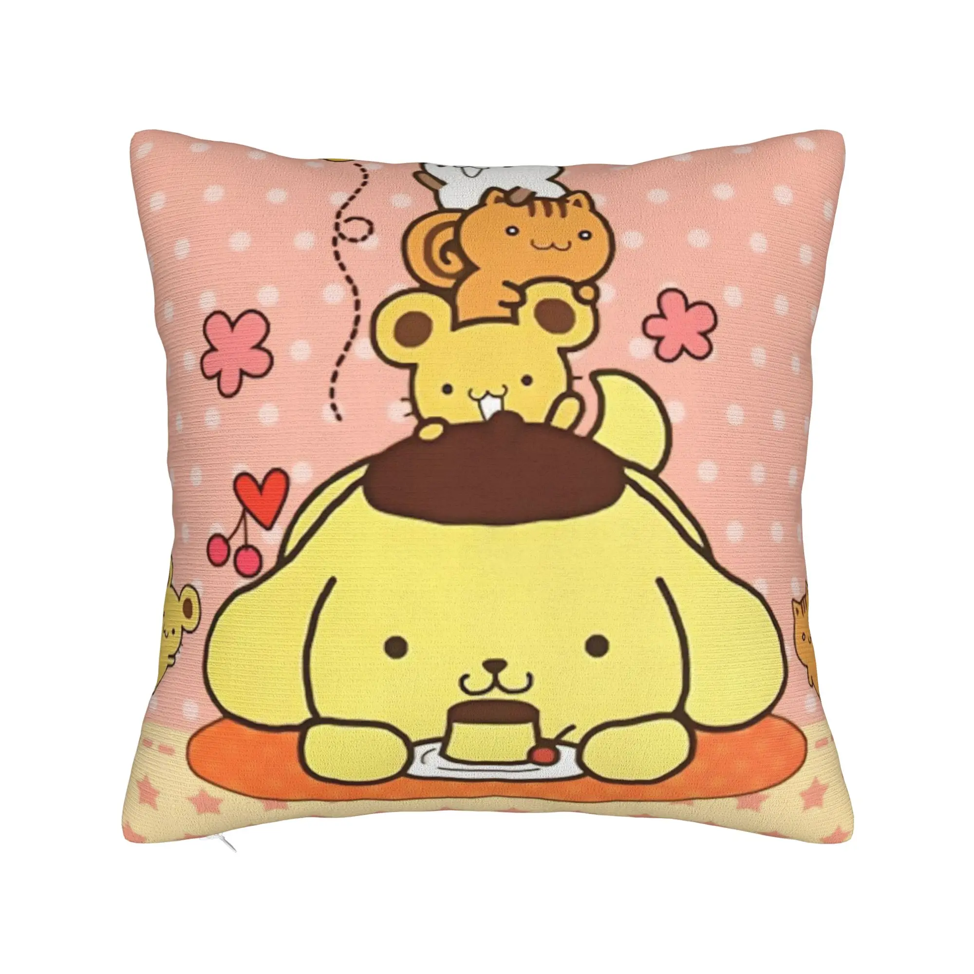 Pompompurins Cartoon Cute Pillowcase Printed Polyester Cushion Cover Gift  Throw Pillow Case Cover Home Zipper 40*40cm
