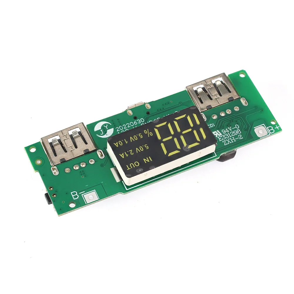 Dual USB 5V 2.4A LED Lithium Battery Charger Board - Mobile Power Bank 18650 Compatible with Micro/Type-C USB