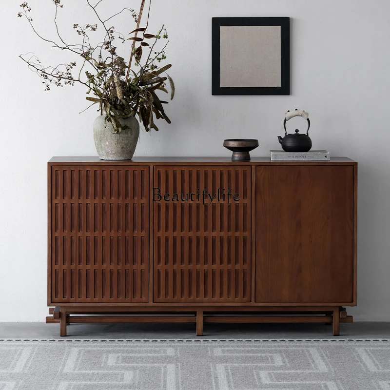 

Wabi-Sabi Style Solid Wood Sideboard New Chinese Style Tea Water Living Room Entrance Multi-Functional Storage Cabinet