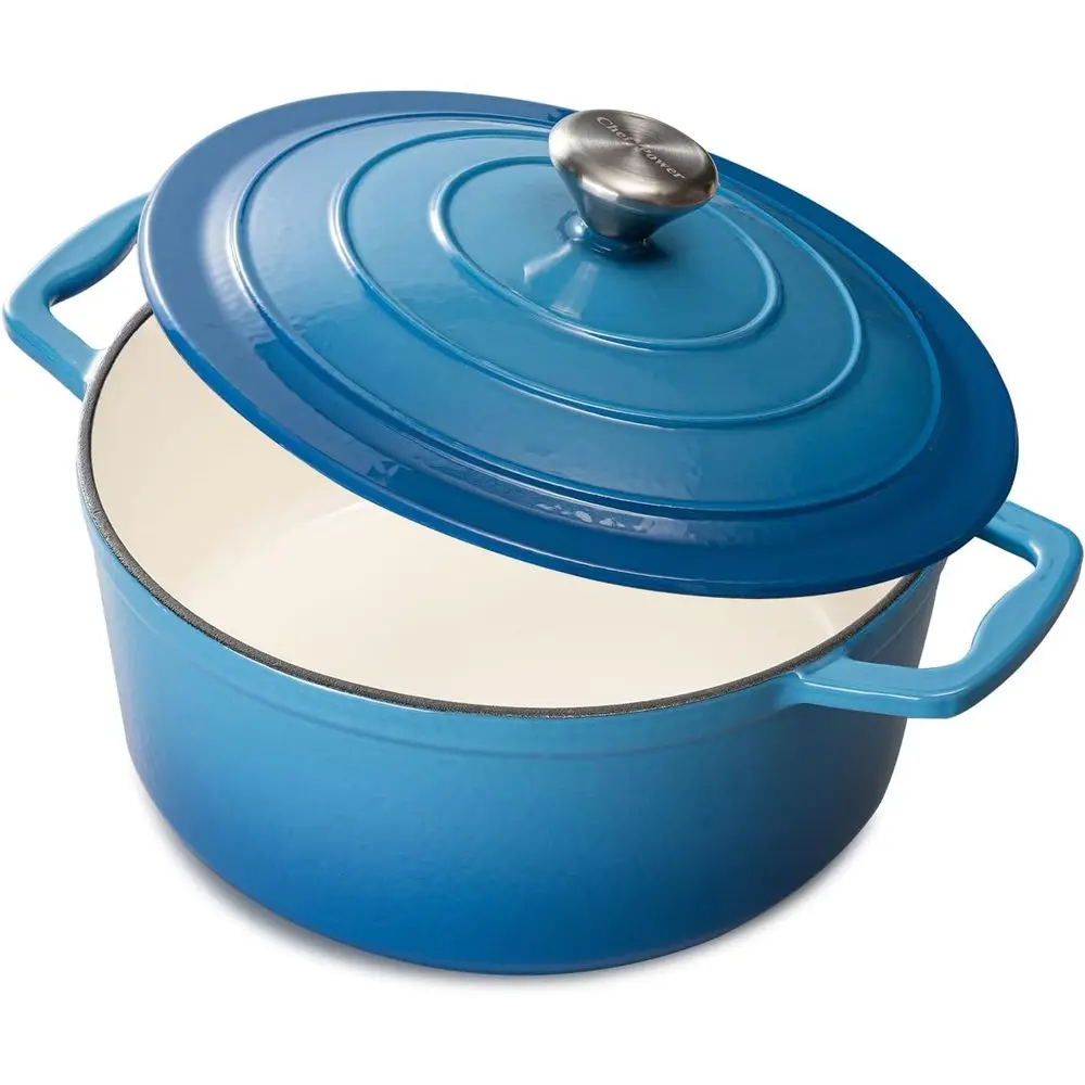 

Чугунная эмалированная жаровня с крышкой 5QT, для запекания хлеба, тушения, приготовления рагу, жарки, использования в духовке, Gradient