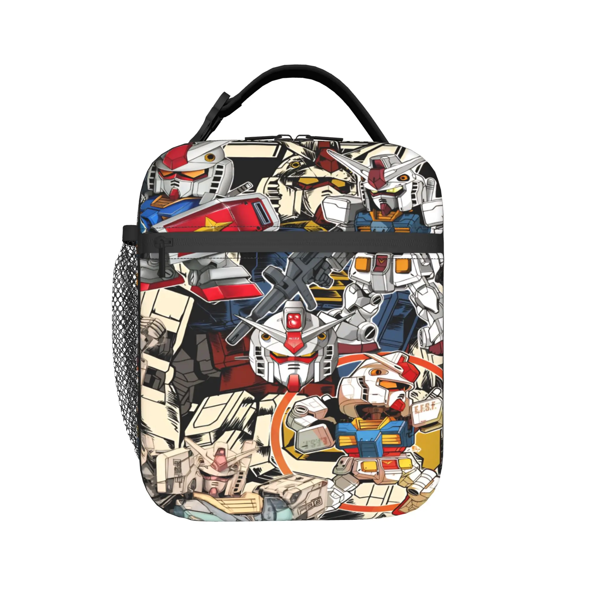 mobile suit gundams Insulated Lunch Bags for Men Women  Food Container Bags Reusable Thermal Cooler Lunch Box For Travel