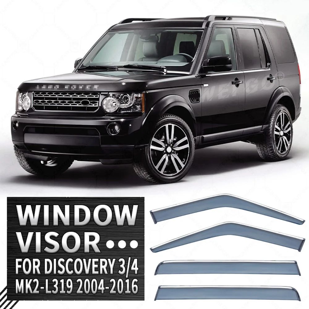 

Chrome Strips Rain Guards for LAND ROVER Discovery 4 2010-2016 Window Visor Wind Deflectors Door Visor Vent Shades Ventvisor