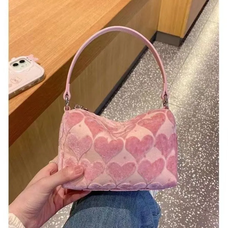 JIAERDI Sweet Heart Pink Y2k Hand Bag Women New Hot Girls Handle Chic Casual Messenger Bag Female Retro Messenger Bag Aesthetic