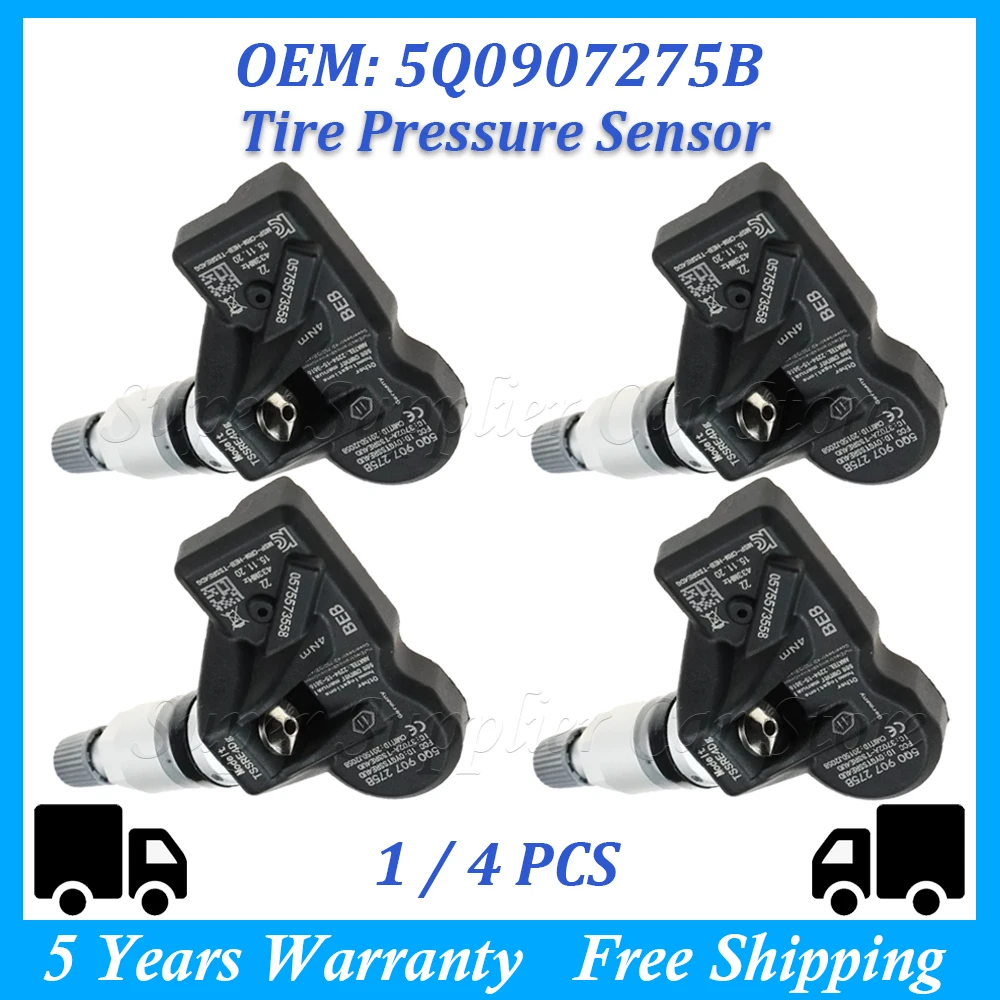 433MHZ TPMS Tire Pressure Monitor Sensor 5Q0907275B For Audi A4 A5 A6 Volkswagen Golf Crafter Jetta Beetle Passat Tiguan Touareg