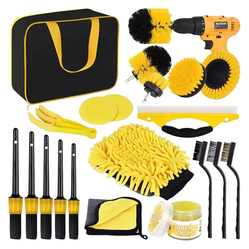 

Car Cleaning Tools Kit Multipurpose Car Cleaning Brush Set 22PCS Portable Soft Detailing Set Auto Cleaning Tools For Car