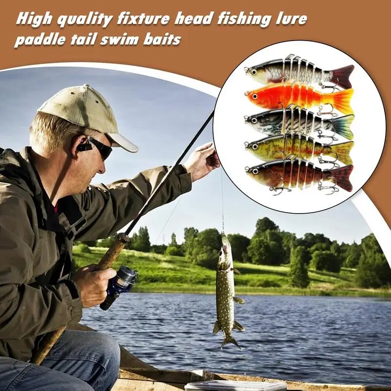 

Приманки для форели, многошарнирные жесткие приманки, 5 шт., роботизированные плавающие жесткие приманки для плавания сома, краппи, морской соленой воды