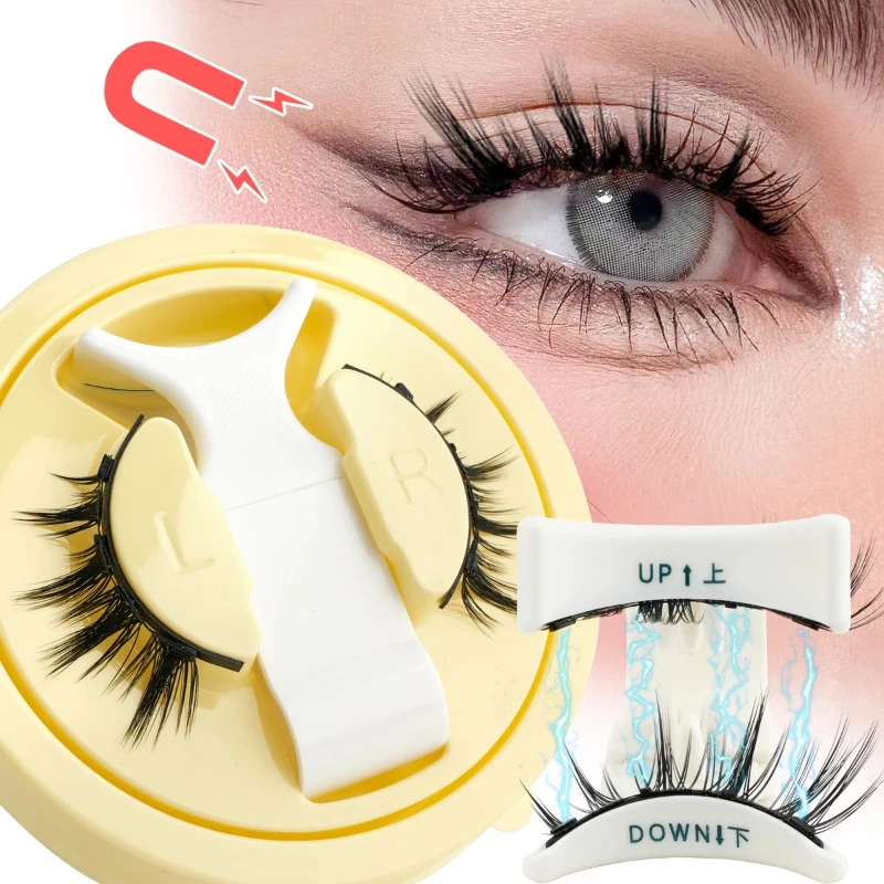 New Magnetic Lashes Natural Fluffy 3D Mink Faux Eyelashes Long-Lasting No Glue Needed False Thick Lashes with Tweezers Reusable
