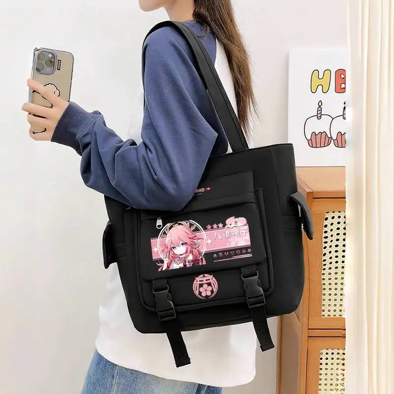 Genshin Impact Crossbody Walnut Handbag Yae Miko Pain Single Shoulder Albedo Tutoring Xiu Canvas Bag A