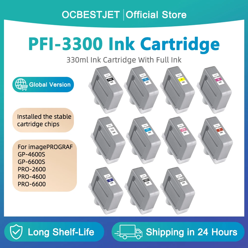 

330 мл для Canon PFI-3300 картридж с полным пигментным чернилом для Canon imagePROGRAF GP-4600S GP-6600S PRO-2600 PRO-4600 PRO-6600