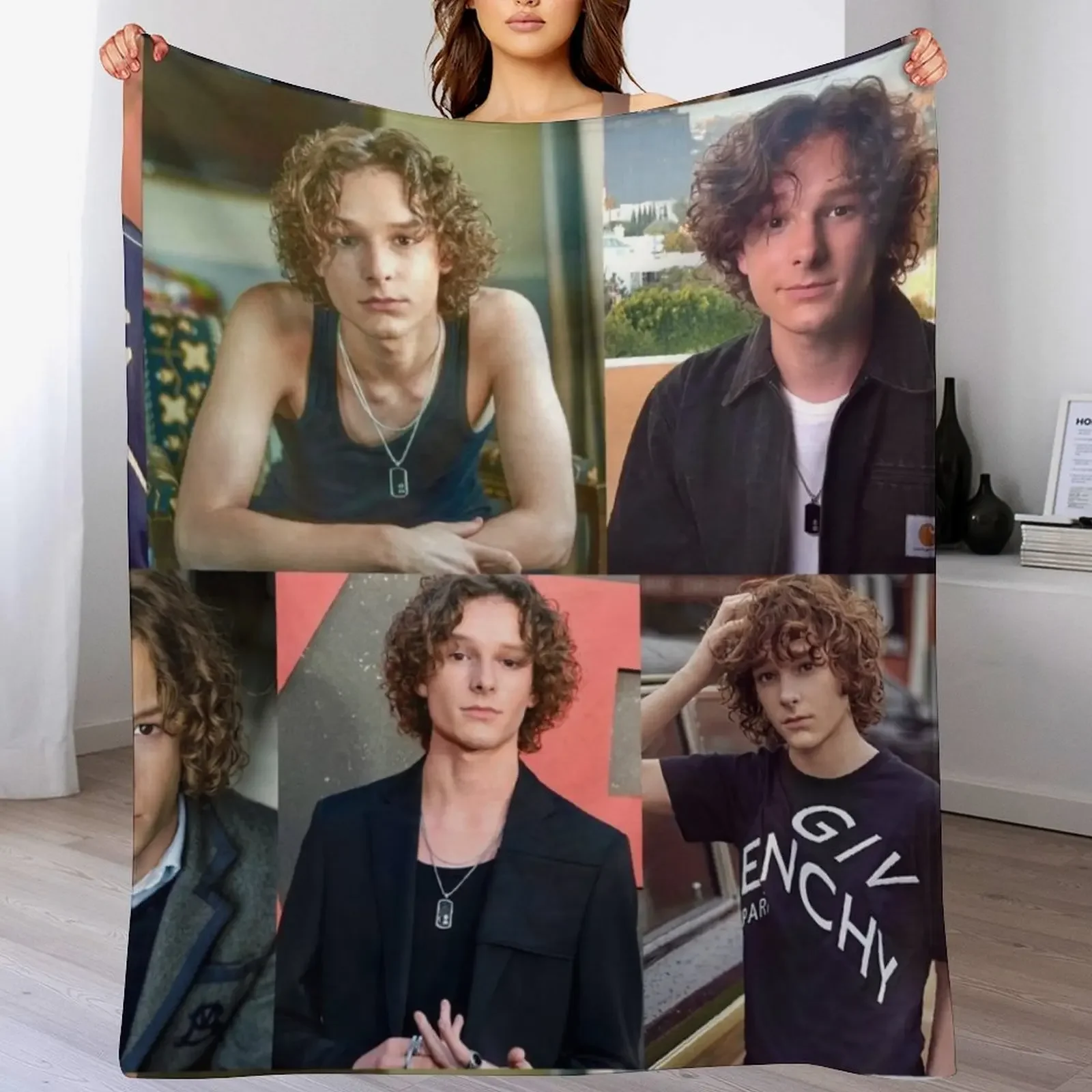 

Mason Thames Collage Throw Blanket Bed linens Multi-Purpose for babies Moving Blankets