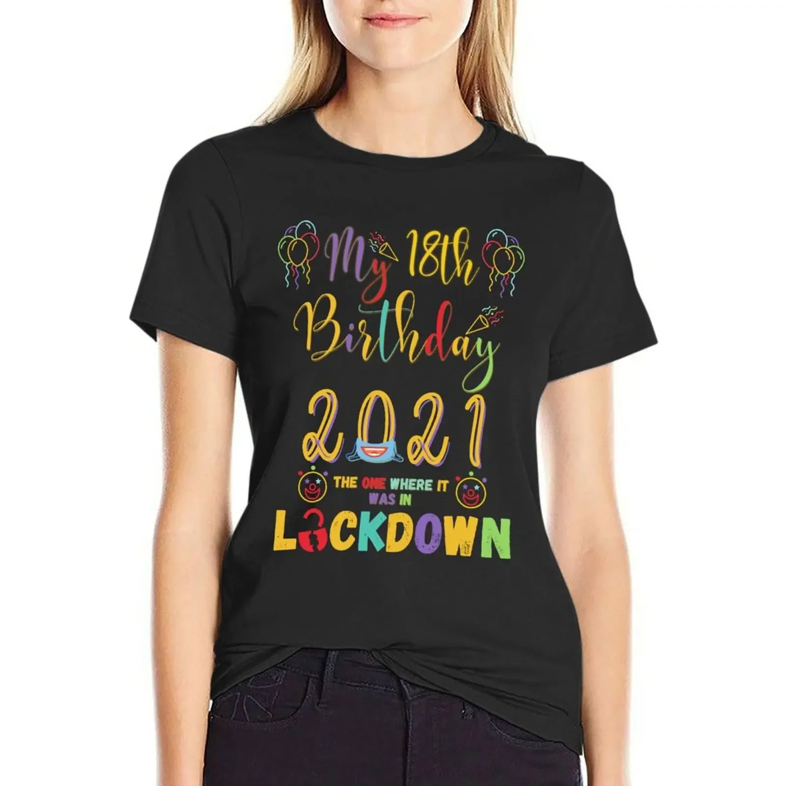 

18th Birthday The One Where It Was In Lockdown 2021 T-Shirt hippie clothes kawaii clothes Women's t-shirt