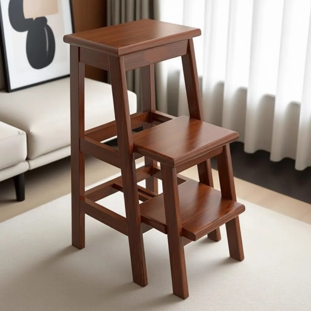 Escada de madeira maciça fezes domésticas retrátil fezes multifuncional cozinha sala de estar dupla finalidade escada de escalada fezes lugar