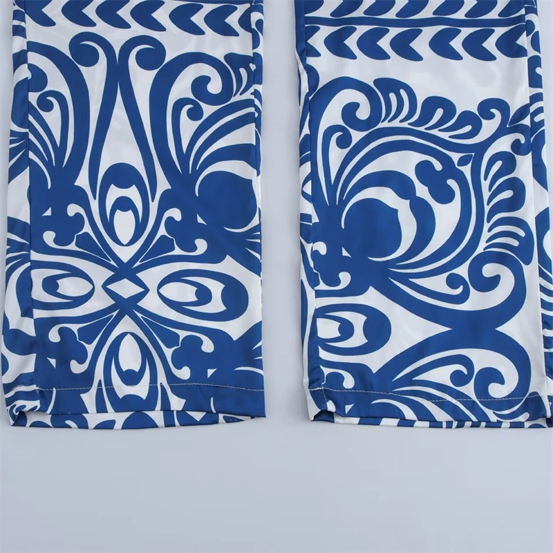 KEYANKETIAN 2026 ربيع جديد نمط العرقية الطوطم طباعة المرأة مستقيم الساق السراويل مرونة الخصر مطوي الديكور بنطلون طويل