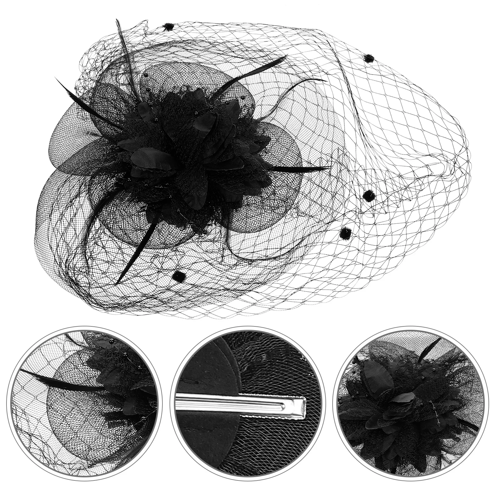 

Flower Fascinator Hat Decorated in Lace Mesh Yarn Delicate Lady Headdress for Cocktail Prom Church Hats Womens Fashionable Dress