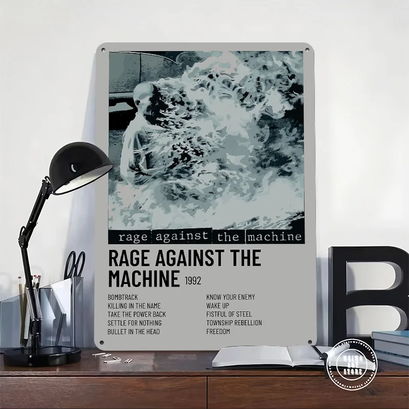 Rage Against The Machine Album Cover 3D Texture Metal Poster Customized Wall Art Tin Sign Gift for Mancave Decoration Aesthetic
