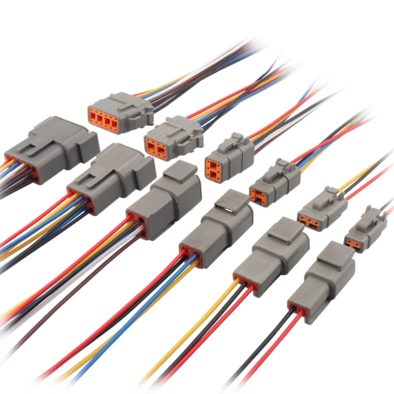 DTM04-2P automotive connector male and female for heavy-duty truck Dechi wiring harness waterproof plug DTM06-2S with wire