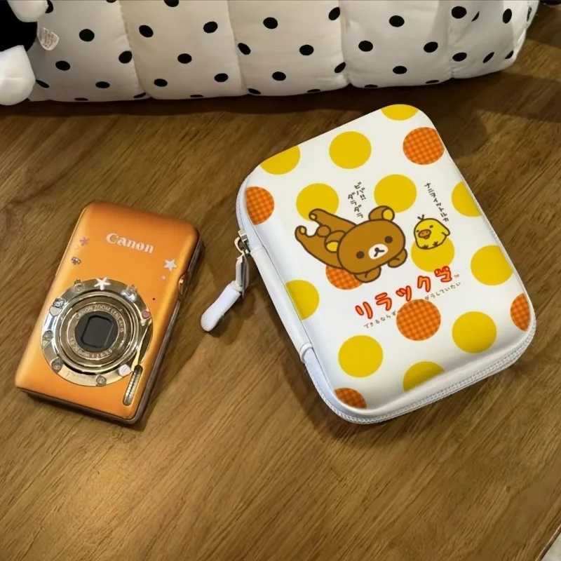 Rilakkuma Portable Hard Shell CCD Camera Storage Bag Cartoon Digital Camera Headphone Charging Cable Cosmetic Zipper Bag Gift