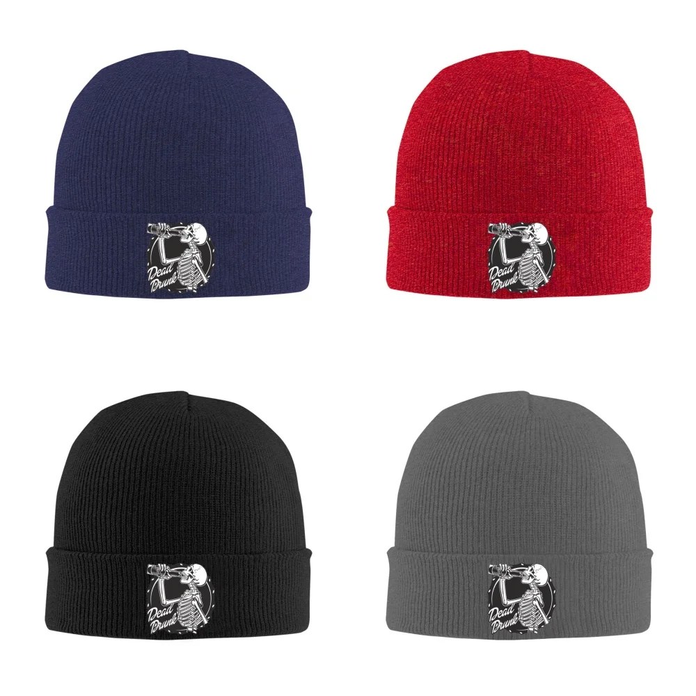 

Fashion Cool Drunk Skull Unisex Knitted Hat Outdoor Warm Men Solid Color Crimping Skullies Beanie Cap Hip Hop Winter Ski Caps