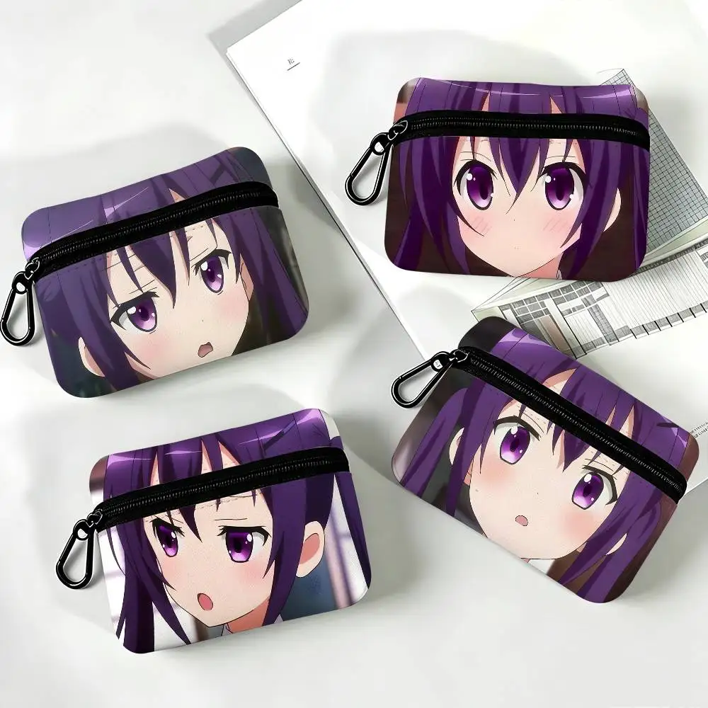 1pc Rize Tedeza Anime Characters Coin Purse With Carabiner Hook Portable Key Card Wallet Small Zipper Storage Pouch