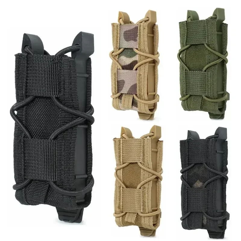 Tactical 9mm Single Magazine Bag Molle Pistol Mag Waist Bag Outdoor Hiking Hunting Flashlight Holder EDC Knife Holster