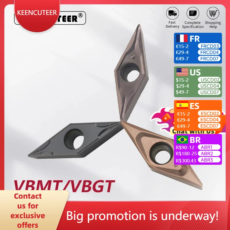 

VBMT11 VBMT16 VBGT11 VBGT16 YZ15TF YZ735 Carbide Insert for SVJBR/L External Turning Tool Blade Stainless Steel Cutter CNC Lathe