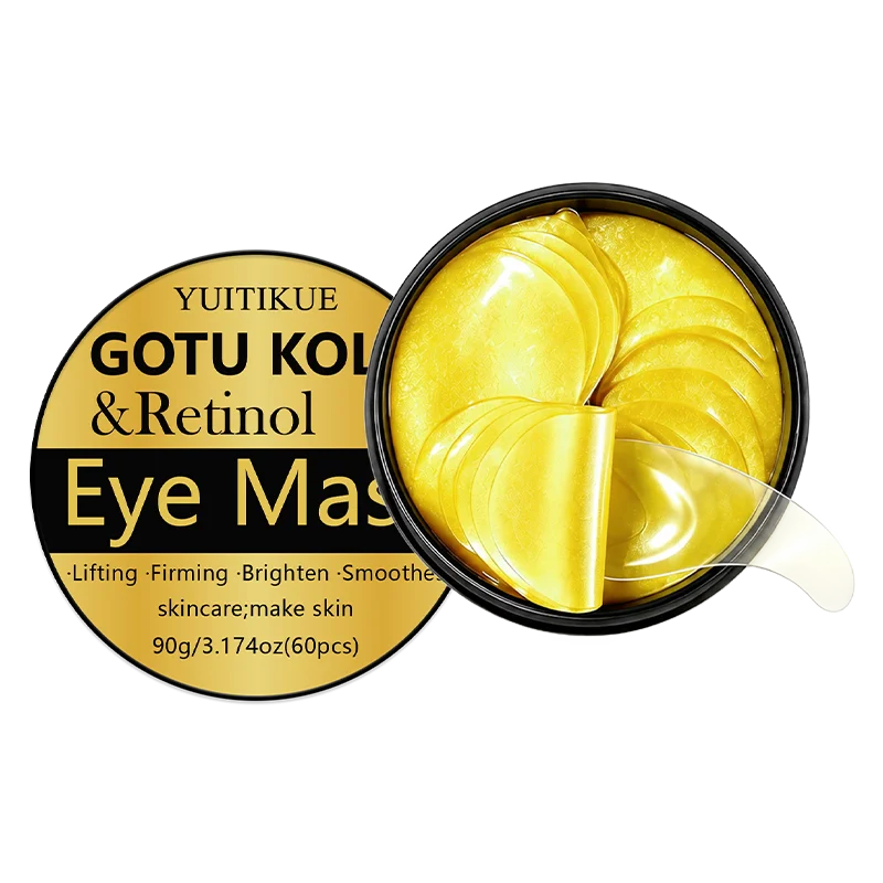 Gotu Kola Retinol Repair Intensive Gold Eye Mask Pads 60 Pairs Anti-Aging Firming Brightening Collagen Under Eye Gel Patches